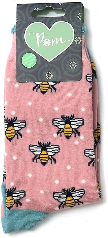 Pink mix bumblebee socks - with recycled yarn. UK 4-7 - Image 2