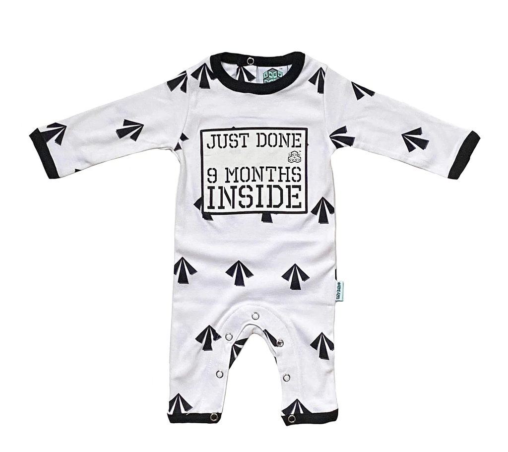 ‘Just Done 9 Months Inside’ Arrows Babygrow - Pink or White options