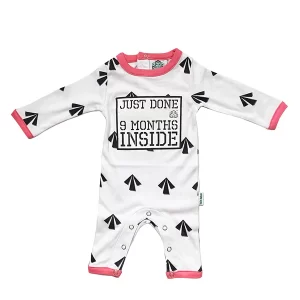 ‘Just Done 9 Months Inside’ Arrows Babygrow - Pink or White options - Pink and White