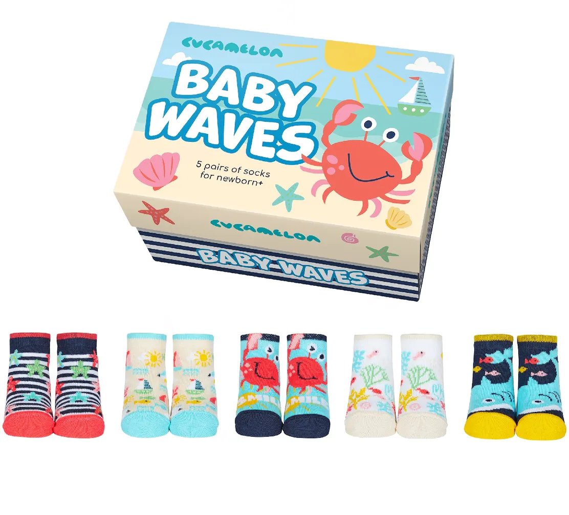Baby Waves Giftbox - 5 Pairs of Cucamelon Baby Socks