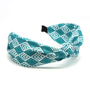 Aqua and white diamond print headband
