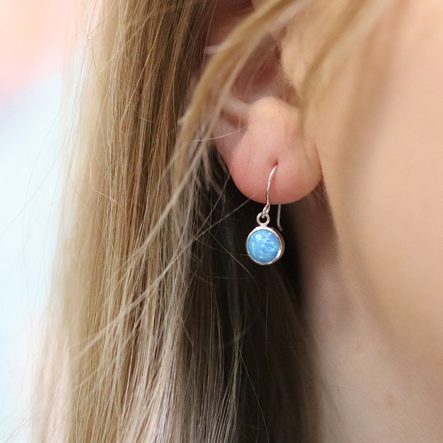 Sterling Silver Blue Opal Drop Earrings - Image 3