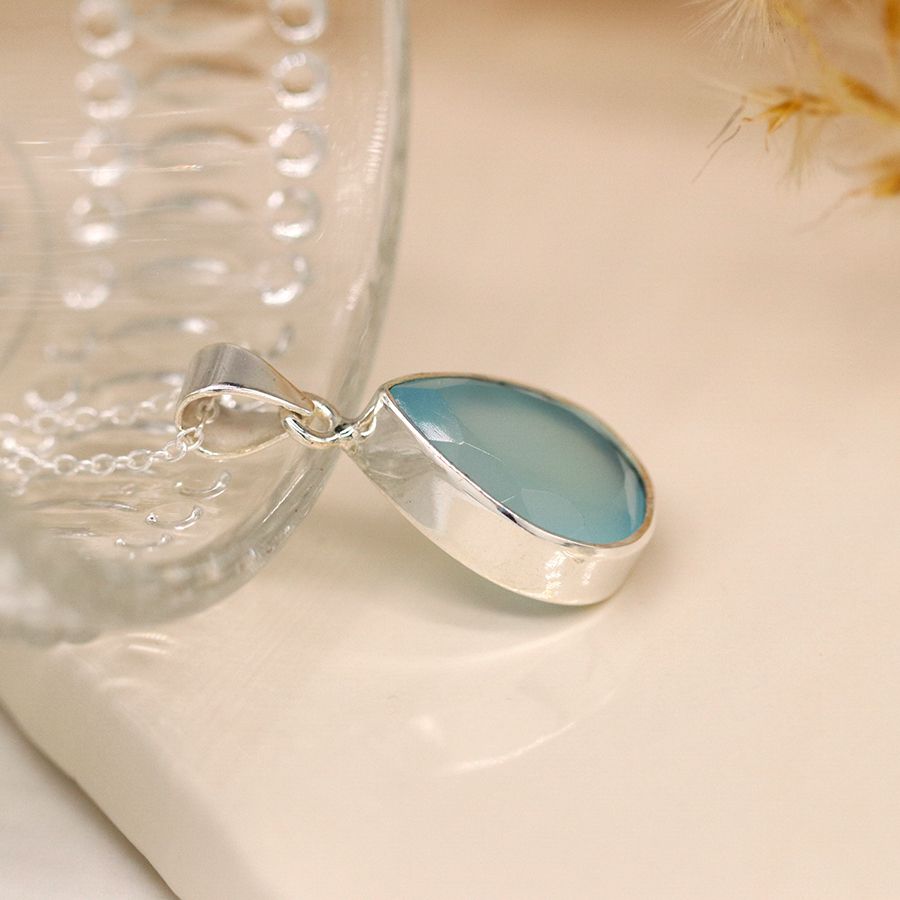 Sterling Silver Chalcedony Teardrop Necklace - Image 2