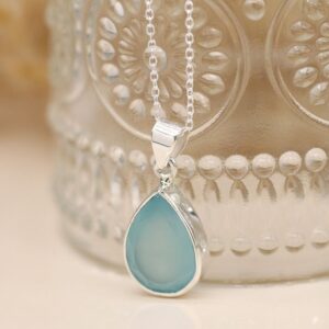 Sterling Silver Chalcedony Teardrop Necklace
